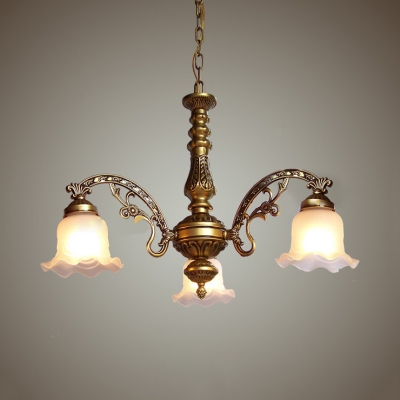 Elegant Style Pendant Light with White Bell Shade 3/6 Lights Frosted Glass Chandelier for Hotel