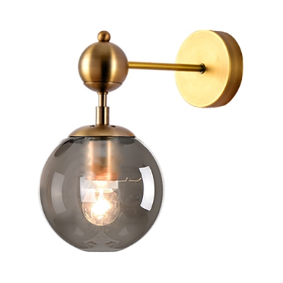 Globe Shape Wall Sconce Single Light Industrial Metal and Glass Wall Light for Dining Room Hallway