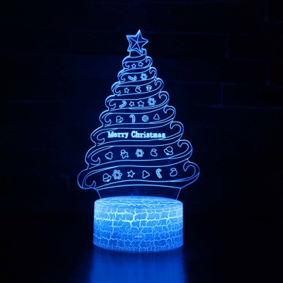 Home Decor 7 Color LED Illusion Light Touch Sensor Christmas Tree Pattern 3D Optical Night Light