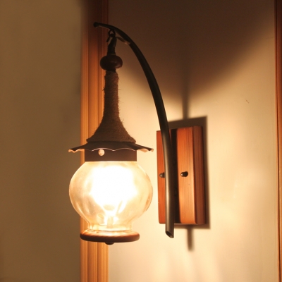 Industrial Orb Sconce Light Single Light Glass Wall Sconce in Brown for Dining Room