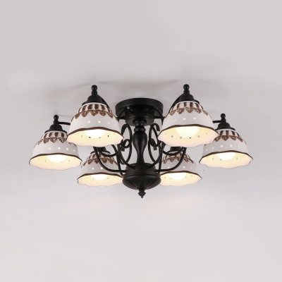 Metal Double Bubble Ceiling Light 3/6/8 Lights Antique Style Semi Flush Light for Hotel