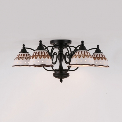 Metal Double Bubble Ceiling Light 3/6/8 Lights Antique Style Semi Flush Light for Hotel