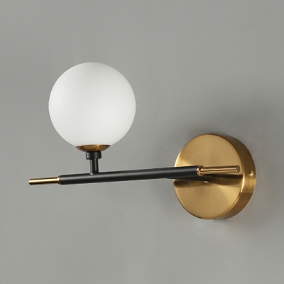 Metal Frosted Glass Wall Light with White/Amber Globe Shape Kitchen Foyer 1 Light Traditional Sconce Light