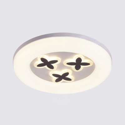 Third Gear LED Ceiling Light Boy Girl Bedroom Creative White Round Flush Mount Light with Cute Pattern