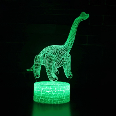 Touch Sensor 3D Night Light 7 Color Changing Dinosaur Pattern Bedside Light with USB Port for Bedroom Bathroom