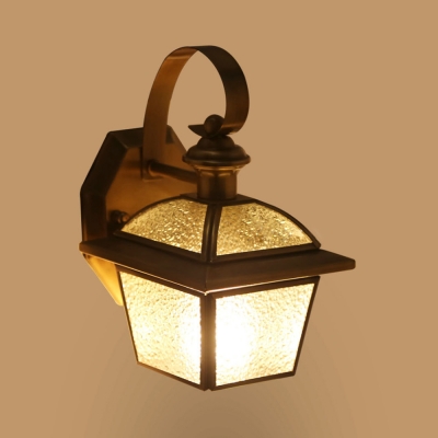 Vintage Style Down Lighting Wall Light Metal and Cracked Glass 1 Light Sconce Light for Indoor Outdoor