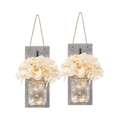 One Pair String Light with Bottle and White Flower Decorative Sting Light for Bedroom Foyer