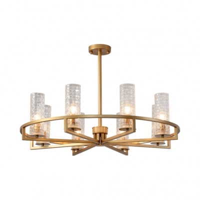 6/8/10 Lights Cylinder Chandelier Classic Glass and Metal Suspension Light for Restaurant Dining Room