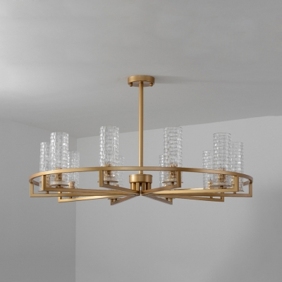 6/8/10 Lights Cylinder Chandelier Classic Glass and Metal Suspension Light for Restaurant Dining Room