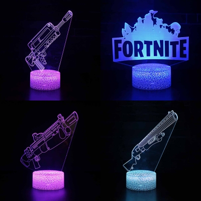 7 Color Changing 3D Night Light with Touch Sensor Gun/Alphabet Pattern Design LED Illusion Light for Boy Girl Gift