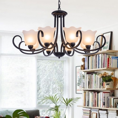 Black Bell Shade Chandelier 4/6/8 Lights Simple Style Pendant Lighting for Living Room