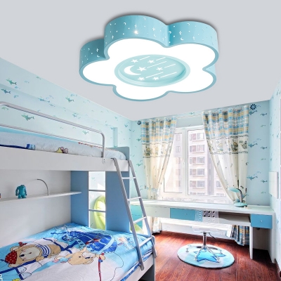 Blue/Pink/White Flower Ceiling Light Cute Acrylic Ceiling Mount Light with White Lighting for Child Room