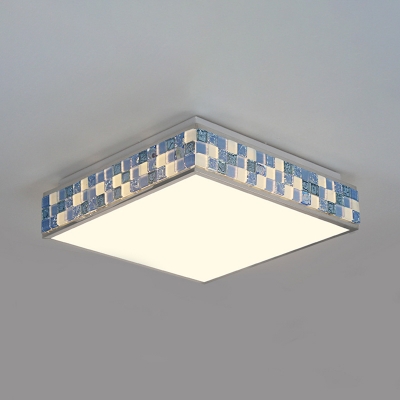 Blue Rectangle/Square Ceiling Light Modern Acrylic Flush Mount Light for Living Room