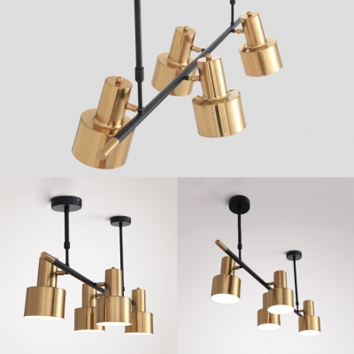 Contemporary Cylinder Shade Island Light 4/5 Lights Metal Light Fixture in Gold for Bar Restaurant