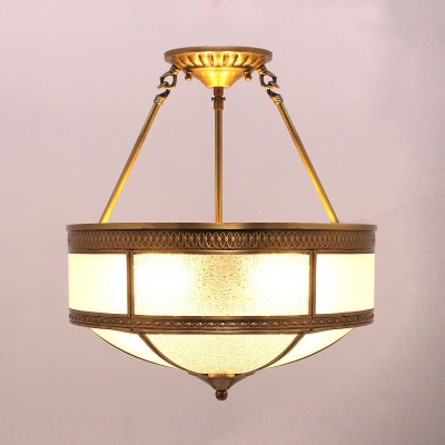 Dining Room Up Lighting Chandelier Dimpled Glass Metal 3 Lights Vintage Suspension Light in Brass/Bronze