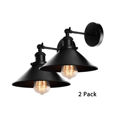 Pack of 2 Metal Wall Lamp Dining Room Restaurant 1 Light Antique Style Metal Sconce Lamp in Black
