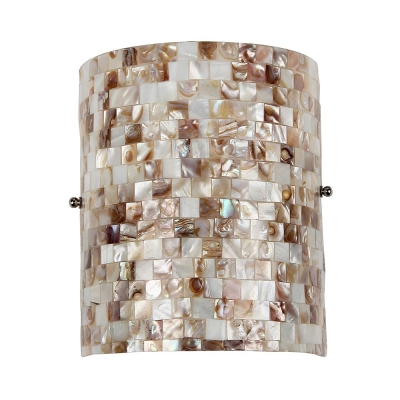 1 Light Half Cylinder Wall Light Mosaic Pattern Shell Sconce Light for Bedroom Restaurant