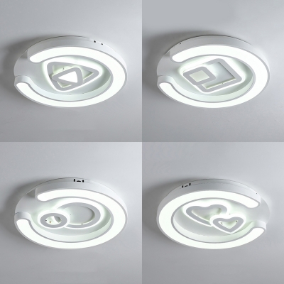 Metal Acrylic Ceiling Light Fixture White Round LED Flush Mount Light with Cute Pattern for Adult Child Bedroom