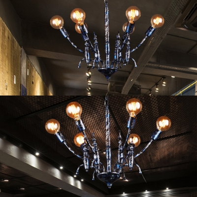 Metal Chandelier 6 Lights Vintage Pendant Lighting for Dining Room Living Room