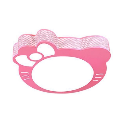 Pink Kitty Shape LED Ceiling Mount Light White Lighting/Stepless Dimming Flush Mount Light for Girls Bedroom