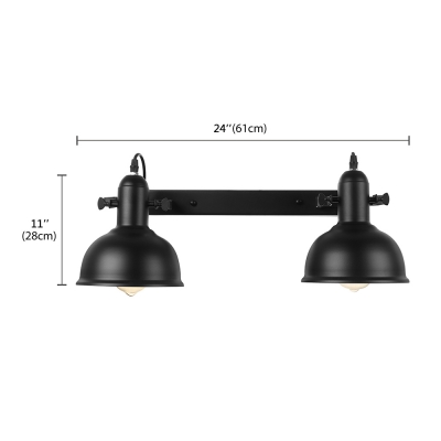 Satin Black Double Head LED Wall Sconce in Industrial Style
