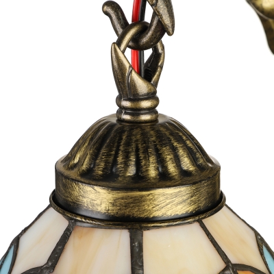 Single Light Tiffany Glass Shade Victorian Wall Sconce with Mermaid Lamp Arm