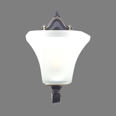 Traditional White Shade Wall Lamp Up Lighting 1/2 Lights Glass Metal Sconce Light for Hallway Foyer