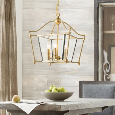 Vintage Style Candle Shape Chandelier Metal 5 Lights Gold Hanging Light for Living Room Dining Room