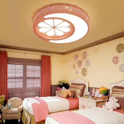 Warm Lighting/Stepless Dimming Light Fixture White/Pink Mood Flower Pattern LED Ceiling Light for Kindergarten