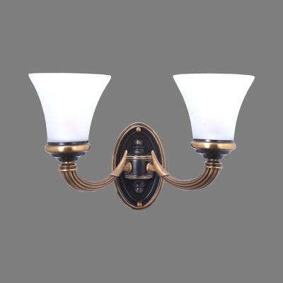 1/2 Lights Bell Shade Wall Sconce Vintage Style Glass Metal Sconce Light for Dining Room Stair
