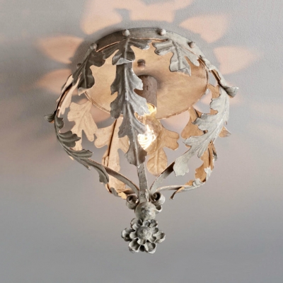 1 Light Crown Shape Flush Mount Light Classic Metal Ceiling Light in White/Gray/Gold for Bedroom Restaurant
