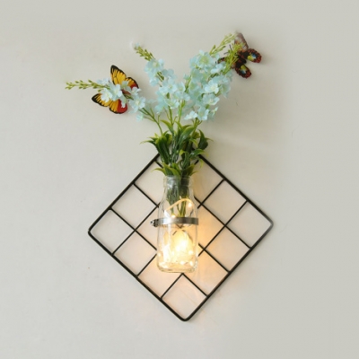 Beautiful String Light Metal and Clear Glass Wall String Light with Bottle and Flower for Living Room
