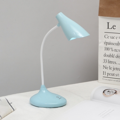 Bell Shape Touch Control Desk Lamp Gooseneck White/Blue/Pink/Green LED Study Light with USB Charging Port