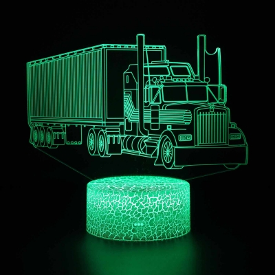 Birthday Gift Boys 3D Illusion Light with Remote Controller Touch Sensor 4 Car Pattern Design LED Optical Nightlight
