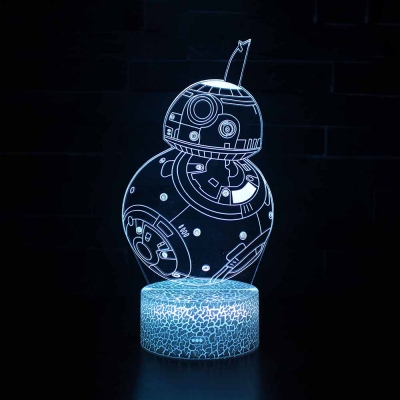 Boy Girl Gift 3D Illusion Light USP Charging 7 Color Changing Movie Element Pattern LED Night Light with Touch Sensor