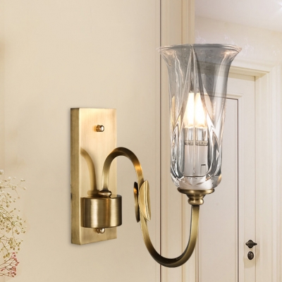 Brass Candle Wall Light with Bell Shade 1/2 Lights Modern Metal Sconce Light for Bedroom Bathroom