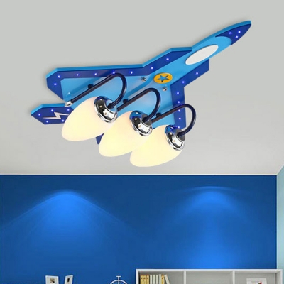 Creative Eye-Caring LED Ceiling Mount Light 3/4 Lights Cool Plane Shape Flush Mount Light for Girl Boy Room