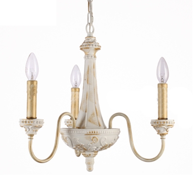Dining Room Candle Shape Ceiling Light Metal 3/6/8 Lights Vintage Style Carved Chandelier