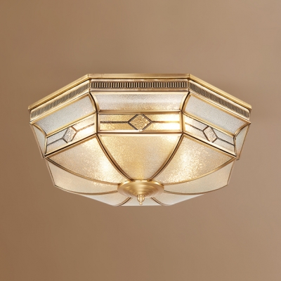 Elegant Style Octagon Flush Light 4 Lights Frosted Glass Ceiling Light for Living Room
