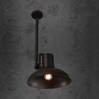 Metal Dome Pendant Lighting Single Light Antique Hanging Lamp in Black for Kitchen