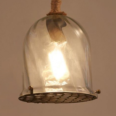 Single Light Hanging Light with Bell Antique Clear Glass Hanging Light for Living Room