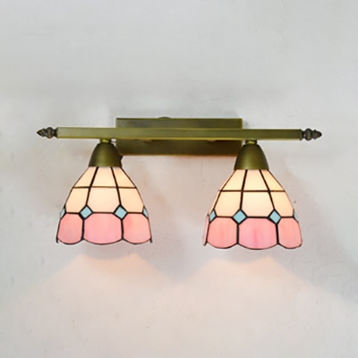 Tiffany Style Dome Wall Light Stained Glass 2 Lights Sconce Light for Dining Room Hallway