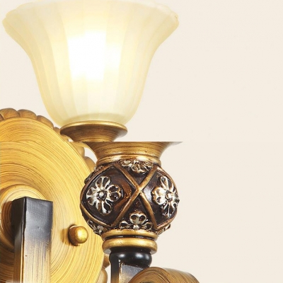 Traditional Brass Wall Light with Bell Shade 1/2/3 Lights Metal Sconce Light for Study Room