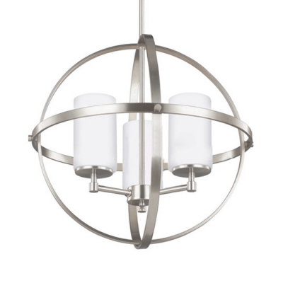 Traditional Globe Shape Chandelier Light 3/5 Lights Metal Hanging Lamp in Brass/Chrome for Restaurant Cafe