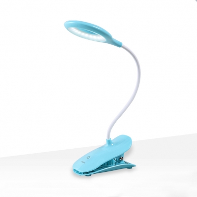 USB Charging Port LED Study Light 3 Lighting Modes Dimmable White/Blue/Pink Clip Desk Lamp with Flexible Gooseneck