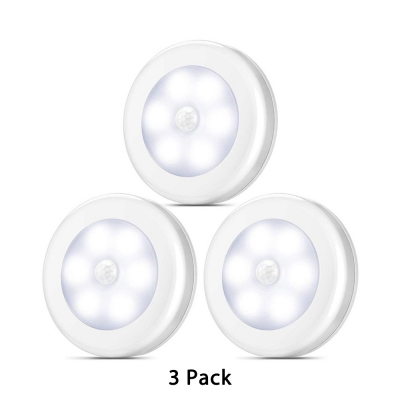 3/6 Pack Battery Powered Cabinet Lighting Motion Sensing and Auto Dusk to Dawn Sensing White Round LED Counter Lighting in Warm/White