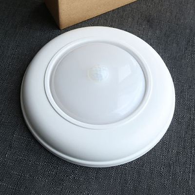 3/6 Pack Slim Panel Counter Lighting Battery Powered White Round Wall Light with Infrared Sensor and Auto Dusk to Dawn Sensor with White Lighting