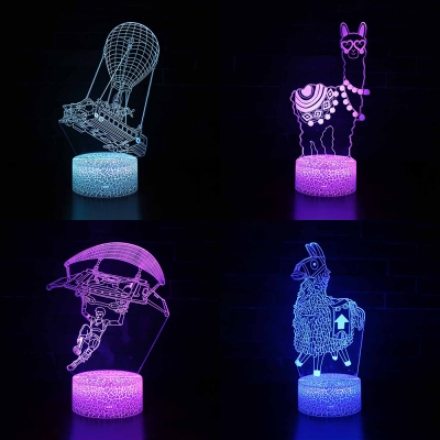 4 Pattern Design 3D Night Lamp Boy Girl Gifts 7 Color Changing LED Night Light with Touch Sensor