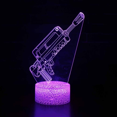 7 Color Changing 3D Night Light with Touch Sensor Gun/Alphabet Pattern Design LED Illusion Light for Boy Girl Gift