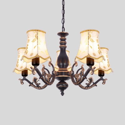 Antique Style Engraved Chandelier Metal 3/5/6/8 Lights Black/White Hanging Light for Living Room